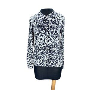 Ann Taylor Loft Black & White Leopard Print Button-Down Cardigan Sweater M 100%